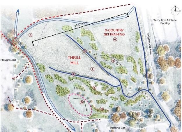 A rendering of proposed renovations to a sled hill.