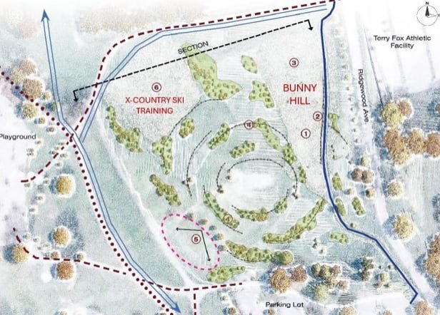 A rendering of proposed renovations to a sled hill.