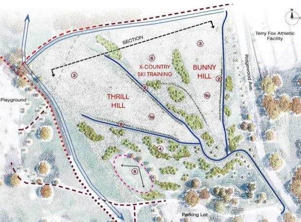 A rendering of proposed renovations to a sled hill.